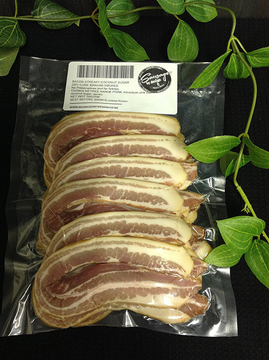 Streaky Coconut Cured Bacon. No Nitrates or Preservatives